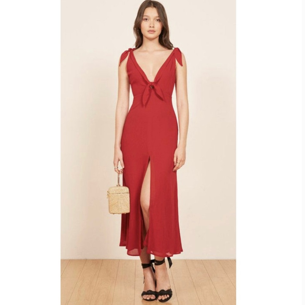 Reformation Harper Midi Dress in Lipstick Red